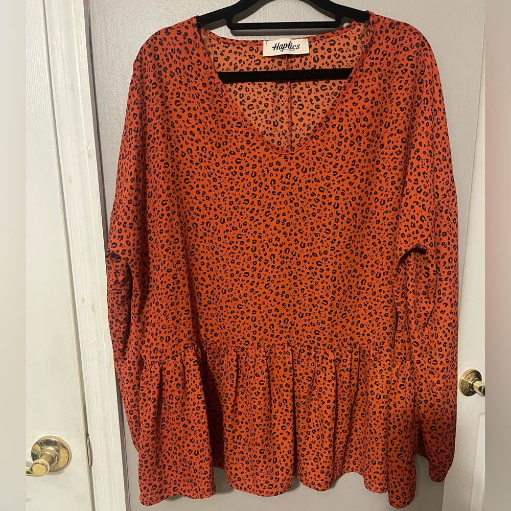Women's Orange Leopard Print Top